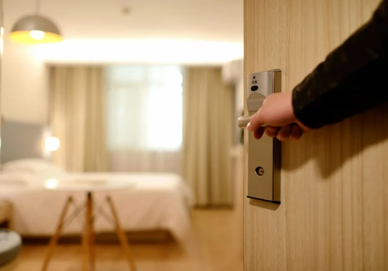 A soft-lit hotel room entrance, welcoming guests with luxury appeal and comfort. This is all about understanding Affordable Student Accommodation in Ruimsig